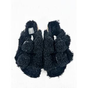 Birkenstock Arizona Shearling Teddy Big Buckle Black Sandals 38